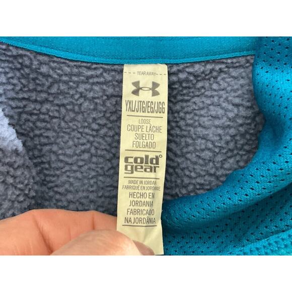 Under Armour Jacket XL Blue Women Loose Gold Gear Hooded Pockets Used - Picture 6 of 7